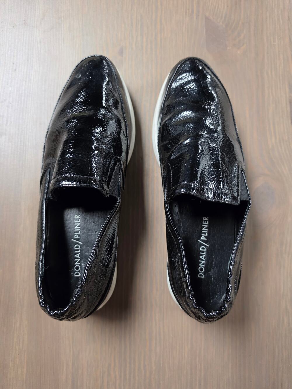Donald J Pliner Black Patent Leather Slip On Sneakers Loafers Women’s 6M